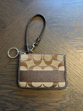Coach Brown Signature Card ID Case Wristlet